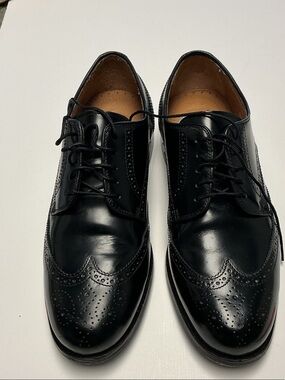 David Taylor Black Leather Brogue Derby Shoes